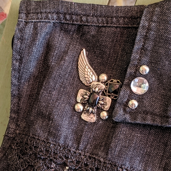 Upcycled Embellished Jean Vest - Picture 5 of 11